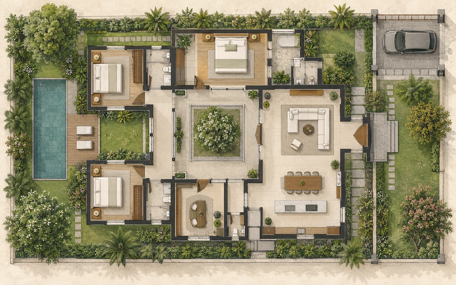 Representational courtyard-home plan