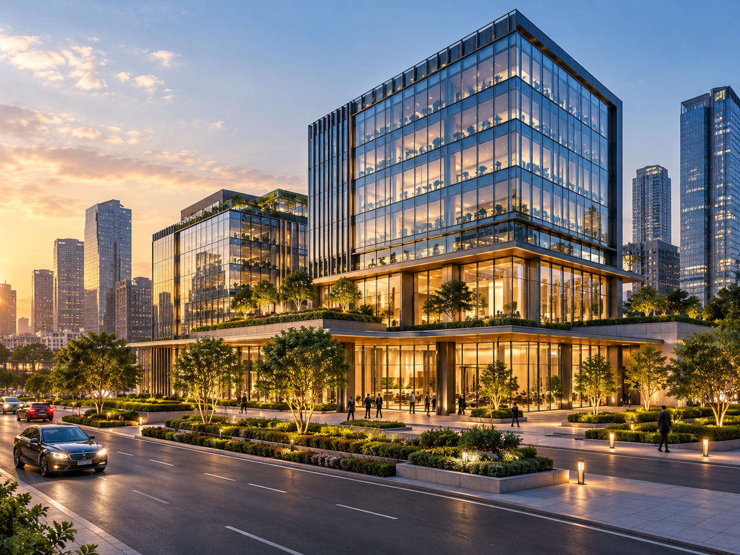 Editorial contemporary commercial district.
