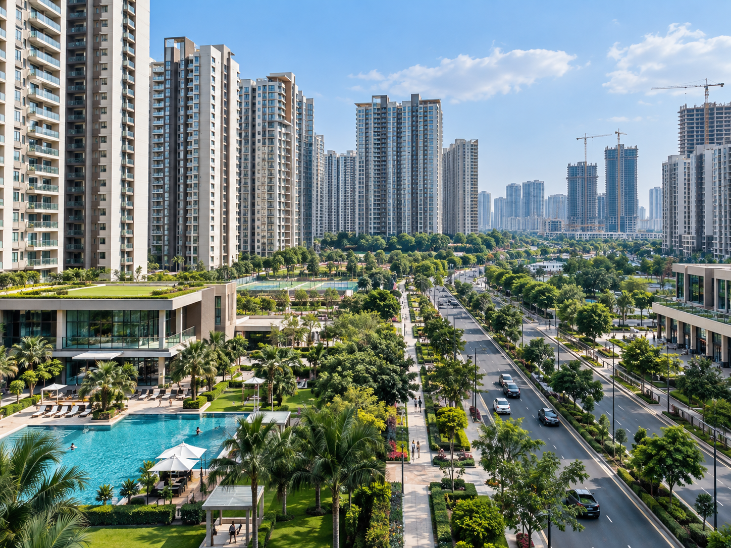 Editorial residential urban corridor view.