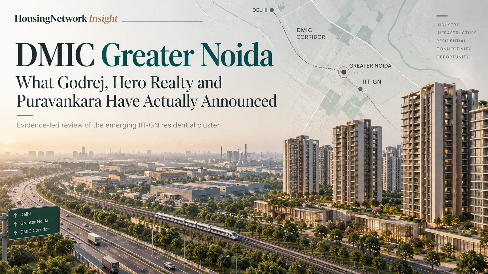 DMIC Greater Noida corridor with emerging residential development near IIT-GN