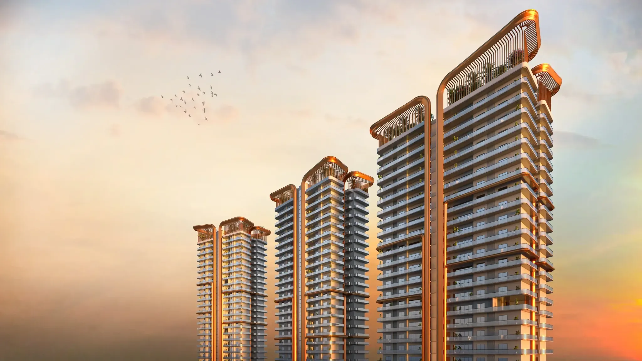 Ashtech Presidential Towers sunset tower elevation artistic impression