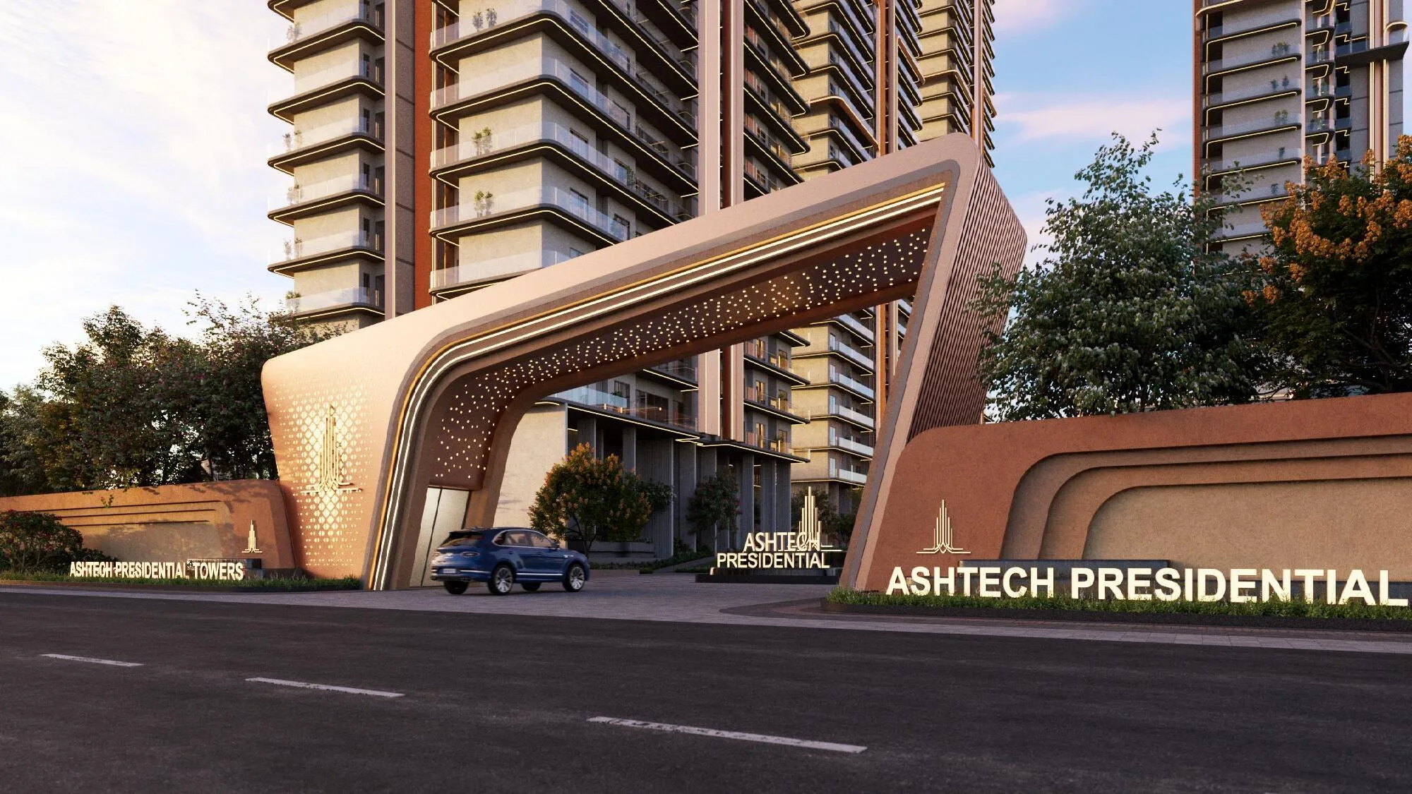 Ashtech Presidential Towers entrance gate artistic impression