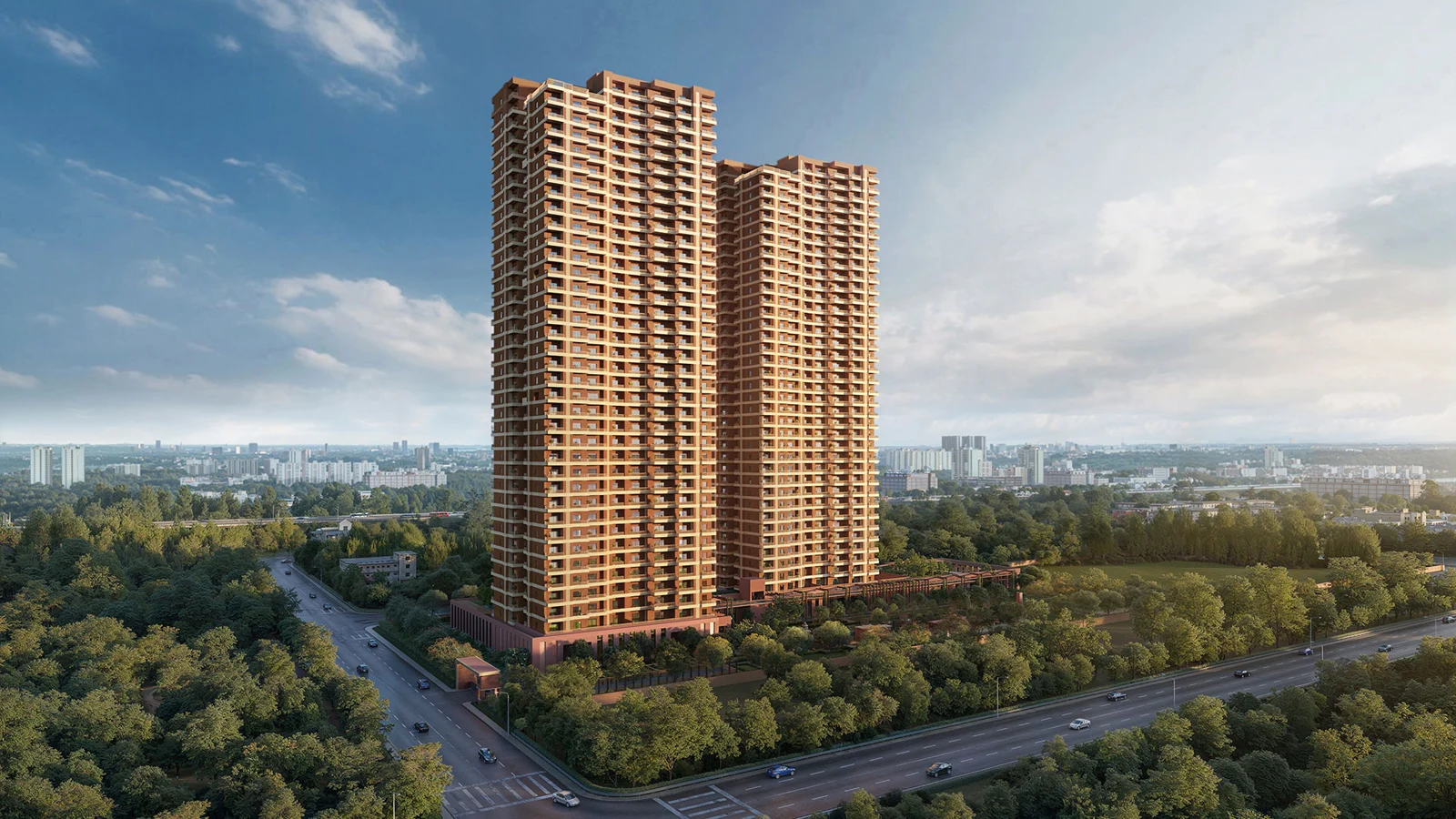 Estate 105 towers and landscape in a Max Estates artist impression