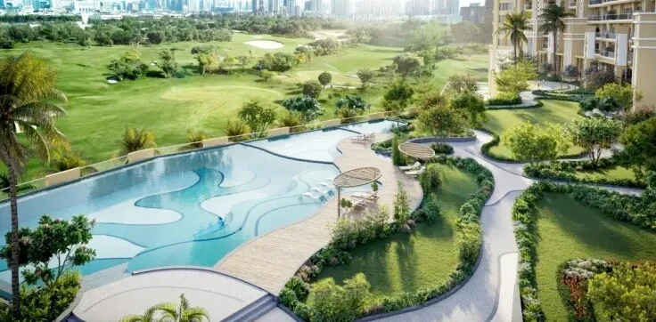 L&T Green Reserve residential towers overlooking the golf course in Sector 128, Noida