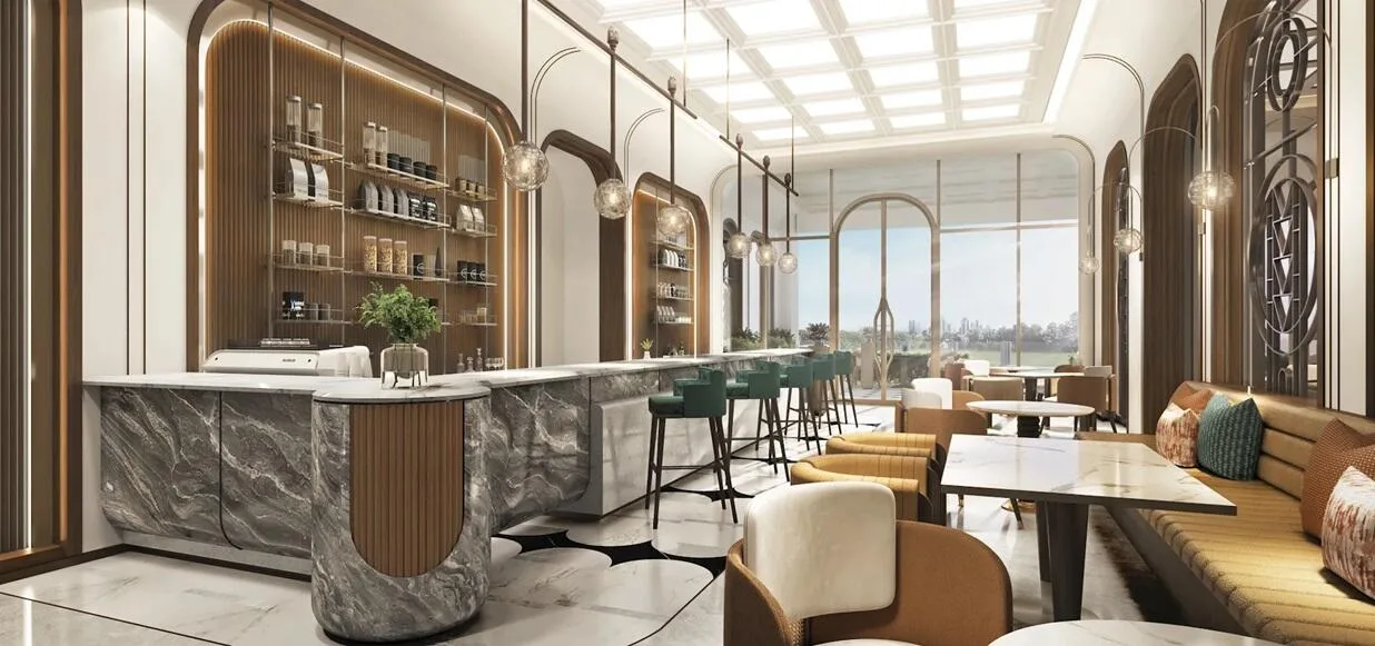 Cafe and lounge seating at L&T Green Reserve, Sector 128, Noida