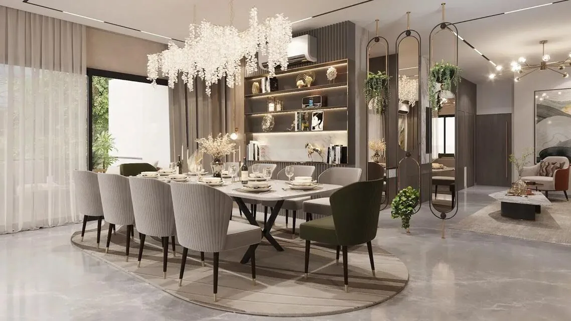 Dining and living interior at L&T Green Reserve, Sector 128, Noida